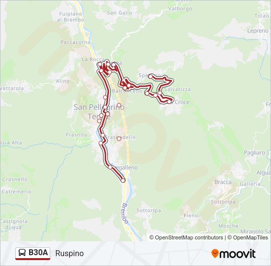 Percorso linea bus B30A
