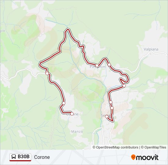 Percorso linea bus B30B