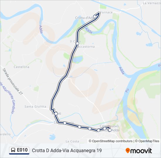 Percorso linea bus E010