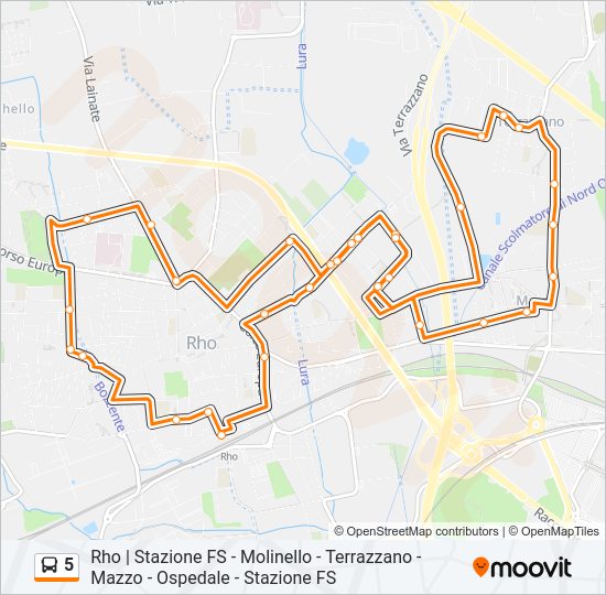 Percorso linea bus 5
