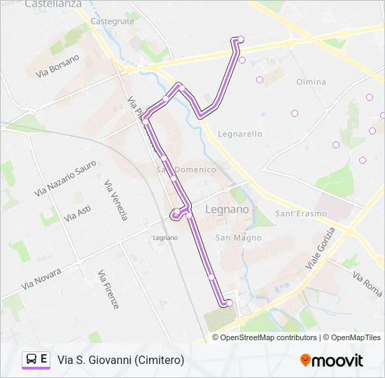 E Bus Line Map