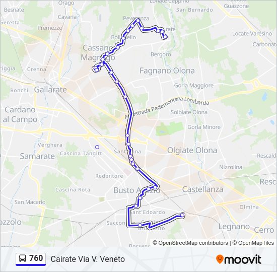 Percorso linea bus 760
