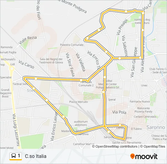 1 Bus Line Map