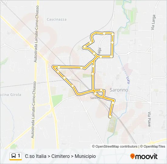 1 Bus Line Map
