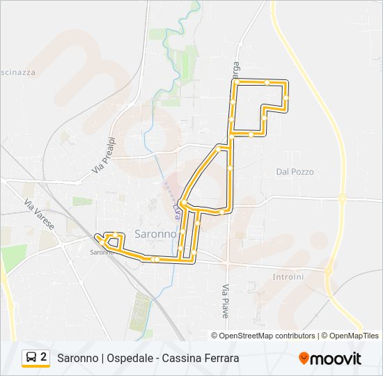 Percorso linea bus 2