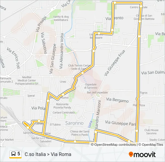 5 Bus Line Map