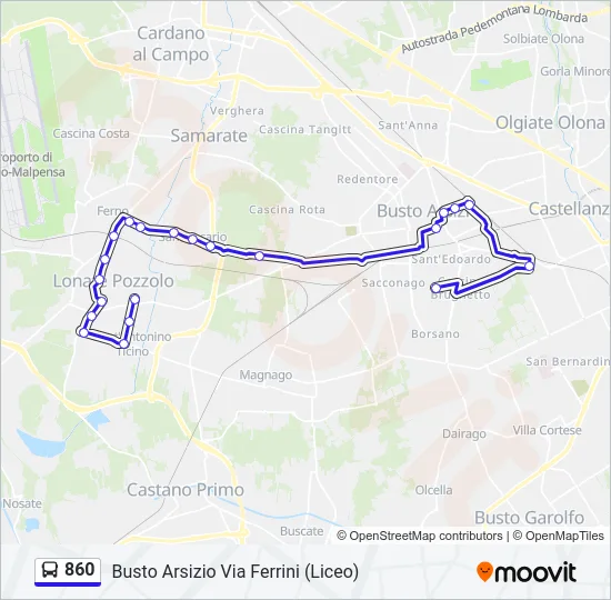 860 Bus Line Map
