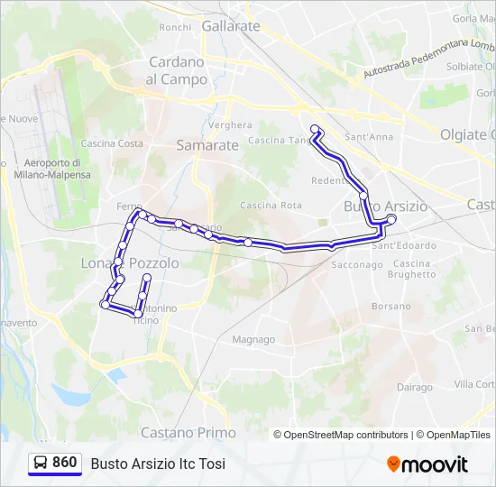 860 Bus Line Map