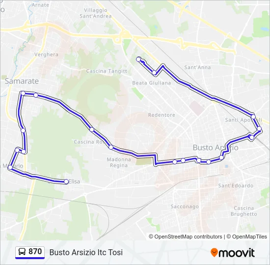 870 Bus Line Map