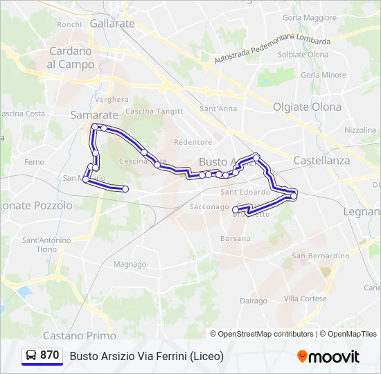 870 Bus Line Map