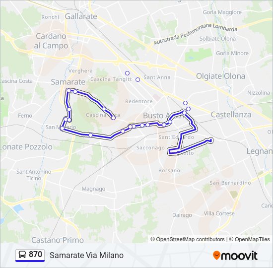 870 bus Line Map