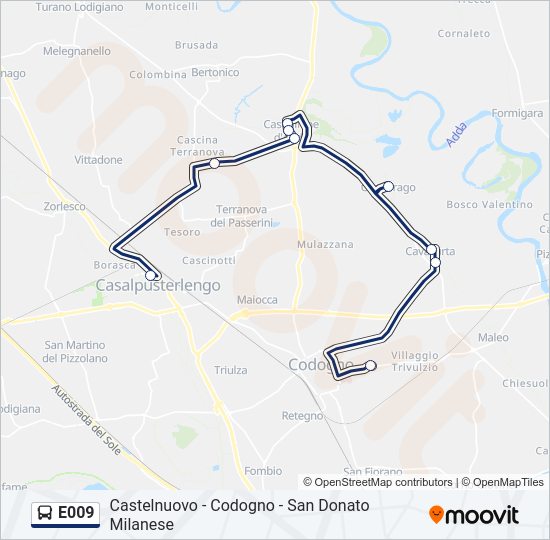 Percorso linea bus E009