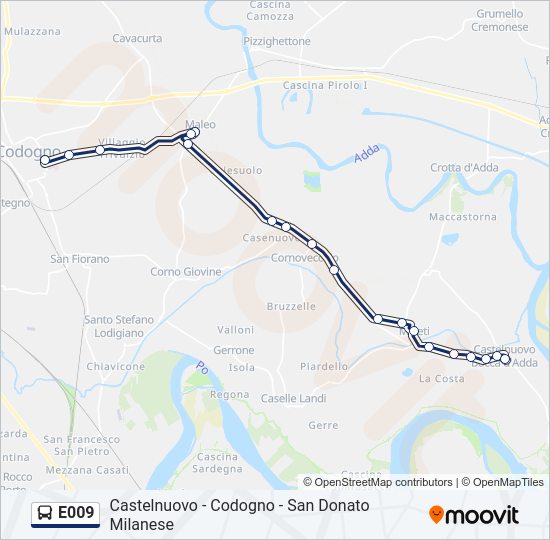 Percorso linea bus E009