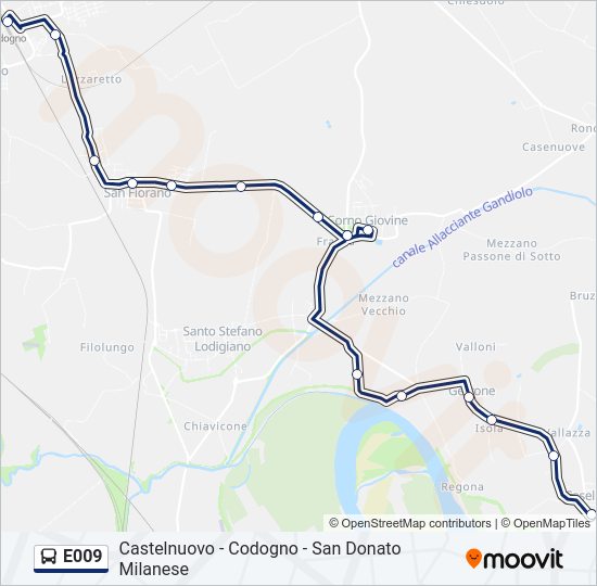 Percorso linea bus E009