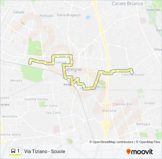Percorso linea bus 1
