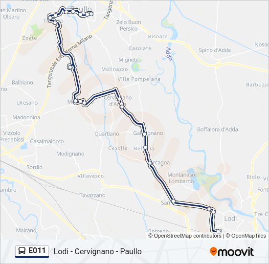 Percorso linea bus E011