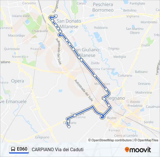 Percorso linea bus E060