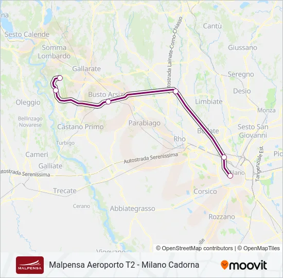 MXP1 Train Line Map