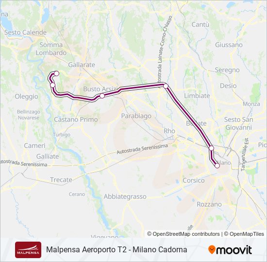 MXP1 train Line Map