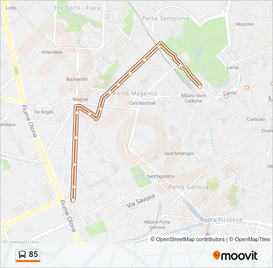 85 Bus Line Map