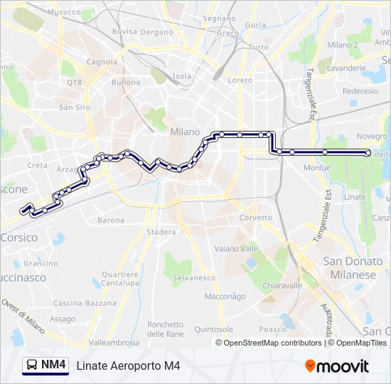 Percorso linea bus NM4