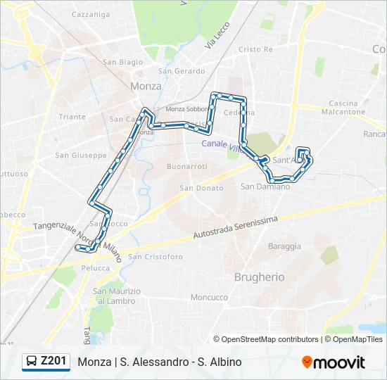 Z201 Bus Line Map