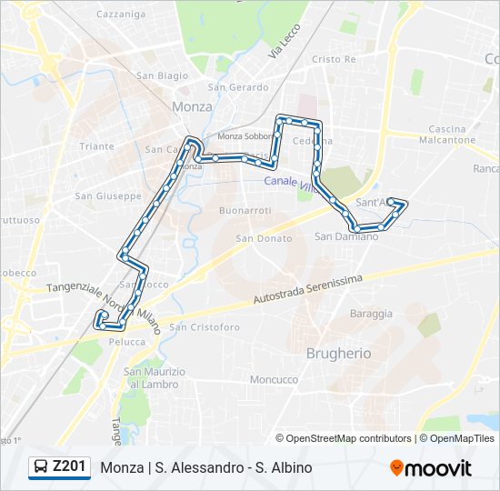 Percorso linea bus Z201