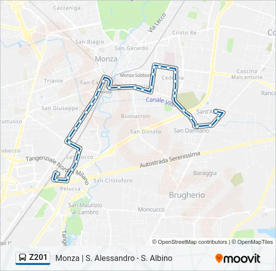 Z201 Bus Line Map
