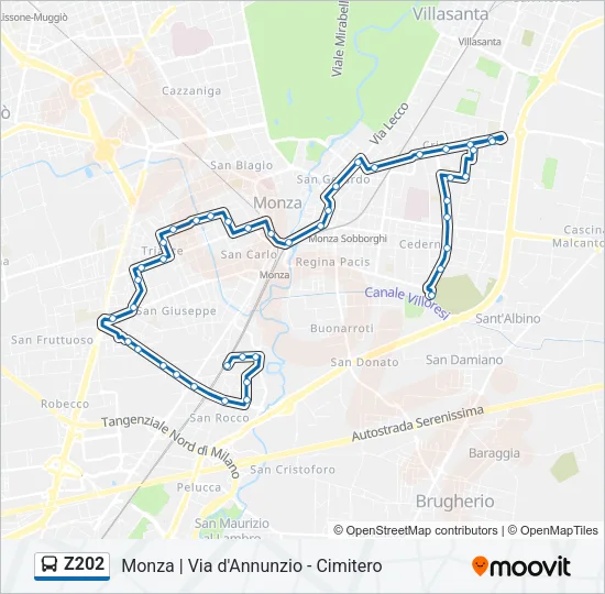 Z202 Bus Line Map