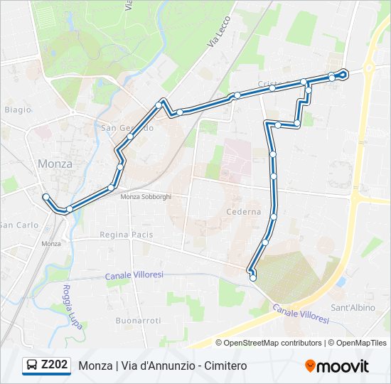 Percorso linea bus Z202