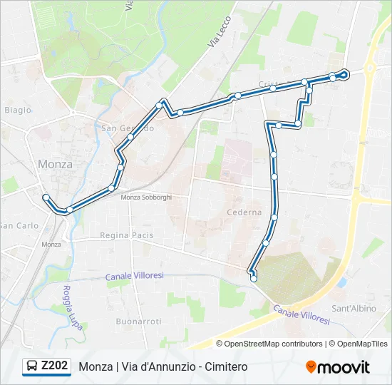 Z202 Bus Line Map