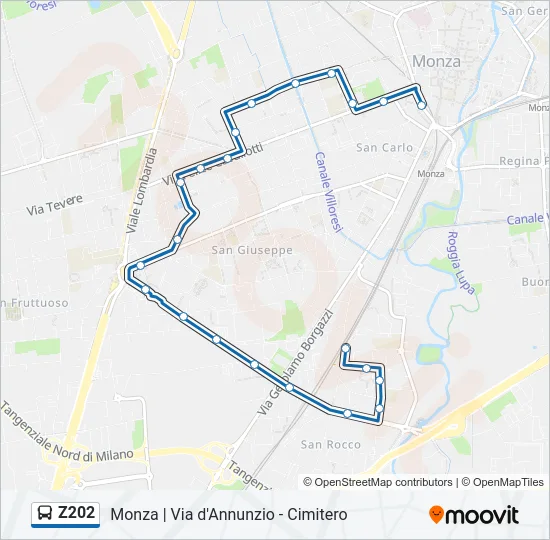 Z202 Bus Line Map