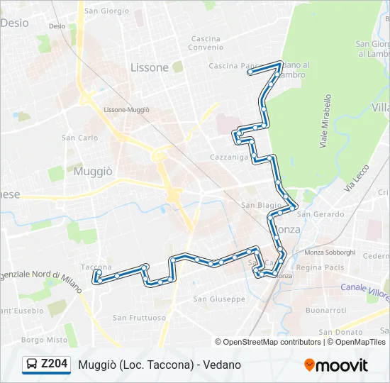Z204 Bus Line Map