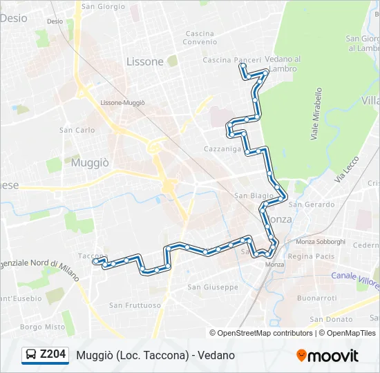 Z204 Bus Line Map