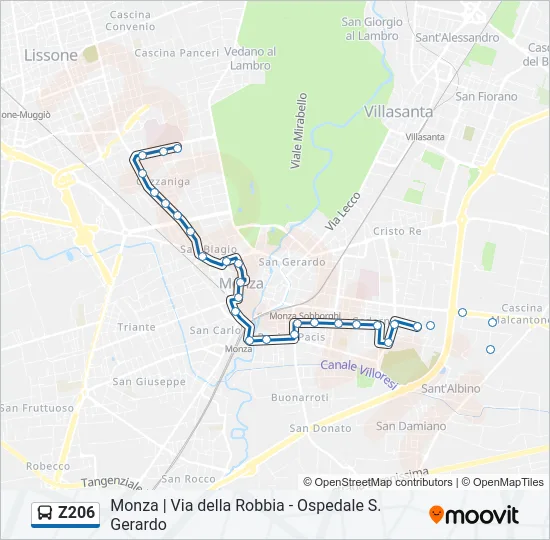Z206 Bus Line Map