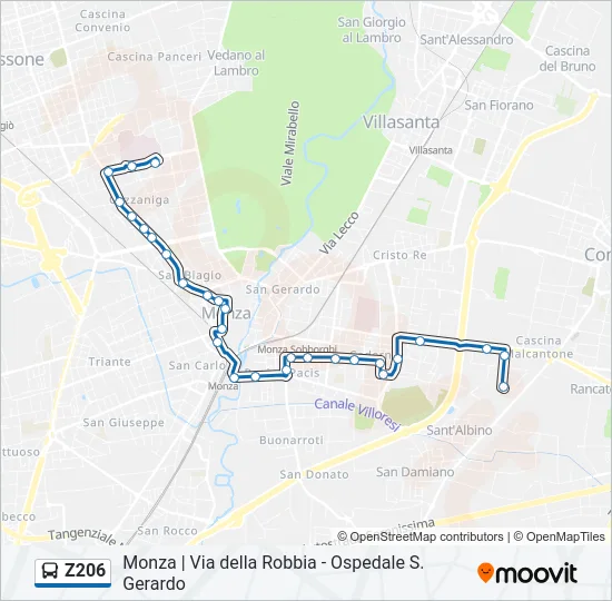 Z206 Bus Line Map