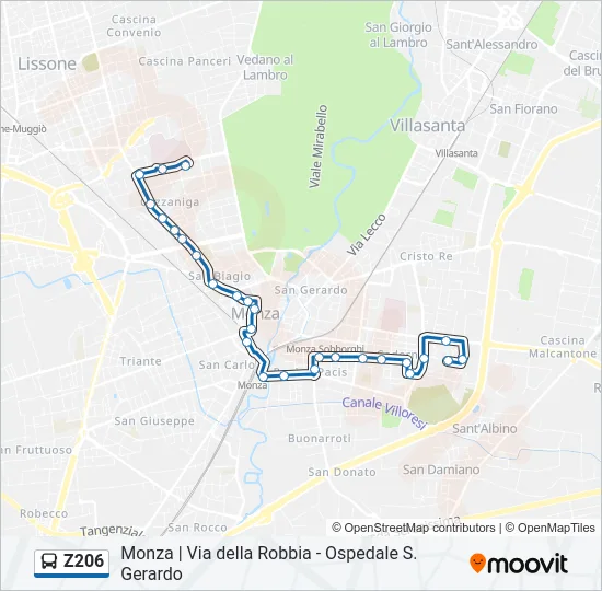 Z206 Bus Line Map