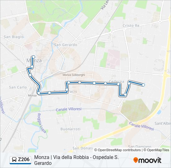 Percorso linea bus Z206