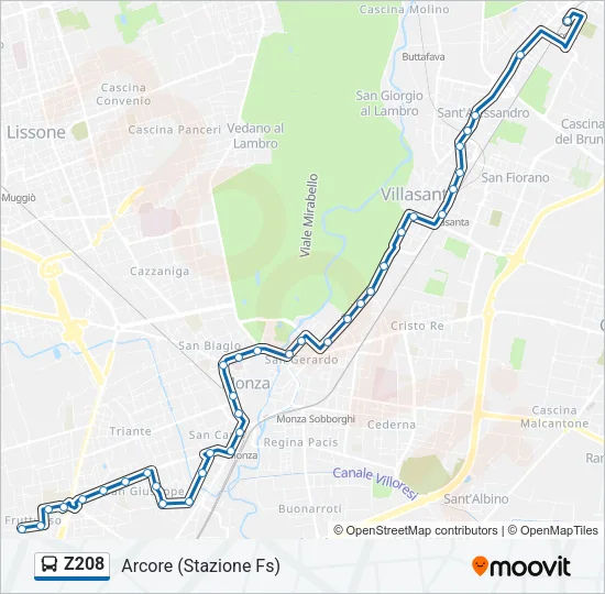 Z208 Bus Line Map