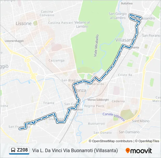 Z208 Bus Line Map