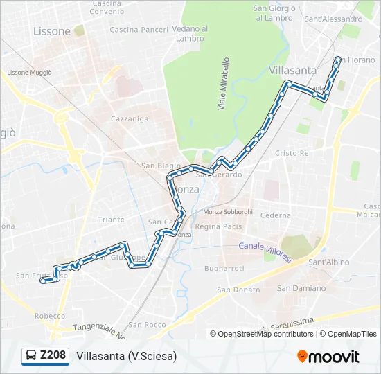 Z208 Bus Line Map