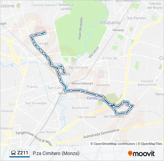 Z211 Bus Line Map