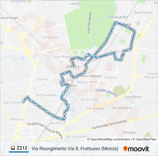 Z212 Bus Line Map