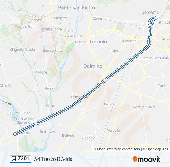 Percorso linea bus Z301