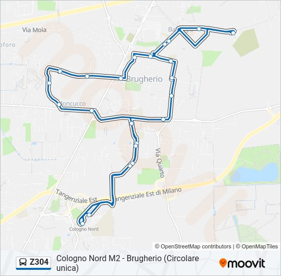 Percorso linea bus Z304