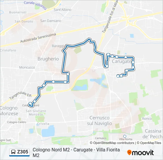 Z305 Bus Line Map