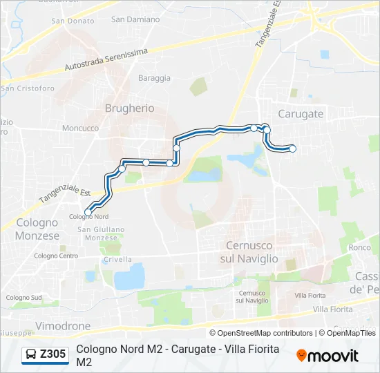 Z305 Bus Line Map