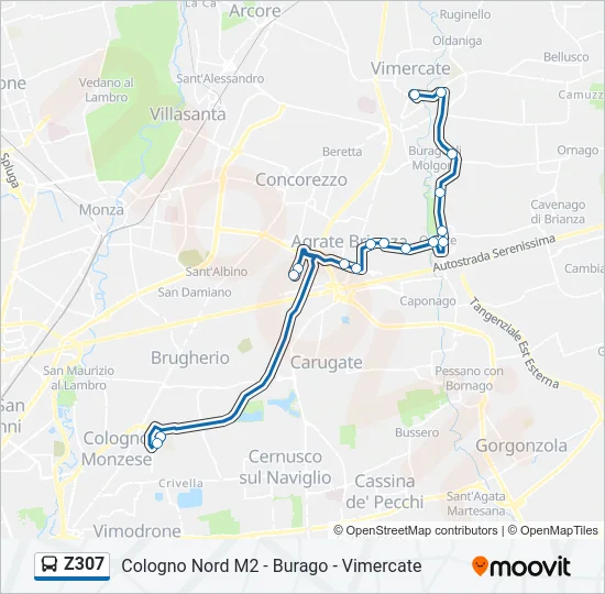 Z307 Bus Line Map