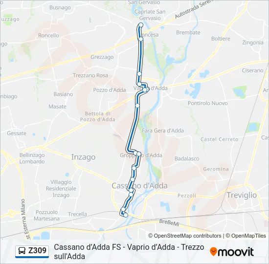 Z309 Bus Line Map
