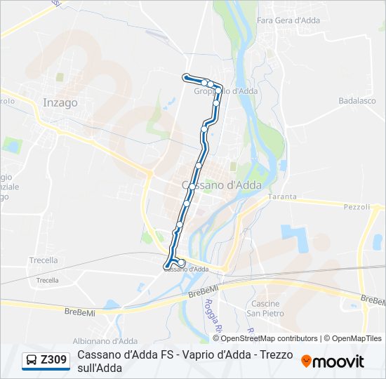 Percorso linea bus Z309